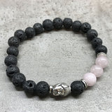 Lava Stone Bracelet - Buddha/Rose Quartz - MysticSoul_108