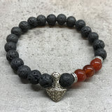 Lava Stone Bracelet - Axe Head/Carnelian - MysticSoul_108