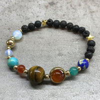 Lava Stone Bracelet - Gold/Solar System - MysticSoul_108