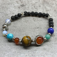 Lava Stone Bracelet - Silver/Solar System - MysticSoul_108