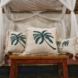 Linen Fringed Cushion Cover - Palm Tree - 60cm x 60cm