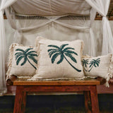 Linen Fringed Cushion Cover - Palm Tree - 30cm x 50cm