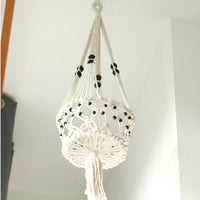Makramee-Blumentopfhalter – großer Einzeltopf mit Perlen