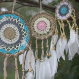 Handmade Macramé Dreamcatchers - Medium - Beige & Blue - MysticSoul_108