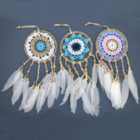 Handmade Macramé Dreamcatchers - Medium - Beige & Blue - MysticSoul_108