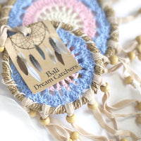 Handmade Macramé Dreamcatchers - Medium - Pastel Blue/Beige/White - MysticSoul_108