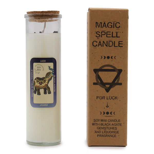 Magic Spell Candle - Luck - Liquorice - Black Agate