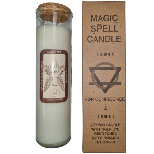 Magic Spell Candle - Confidence - Cinnamon - Tigers Eye