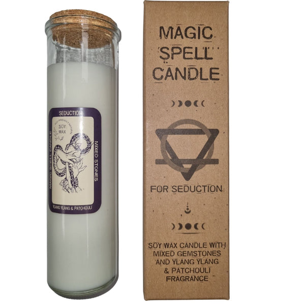 Magic Spell Candle - Seduction - Ylang Ylang & Patchouli - Mixed Gemstones