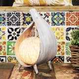 Handgefertigte Lampe aus natürlicher Kokosnuss – Greywash Wrapover