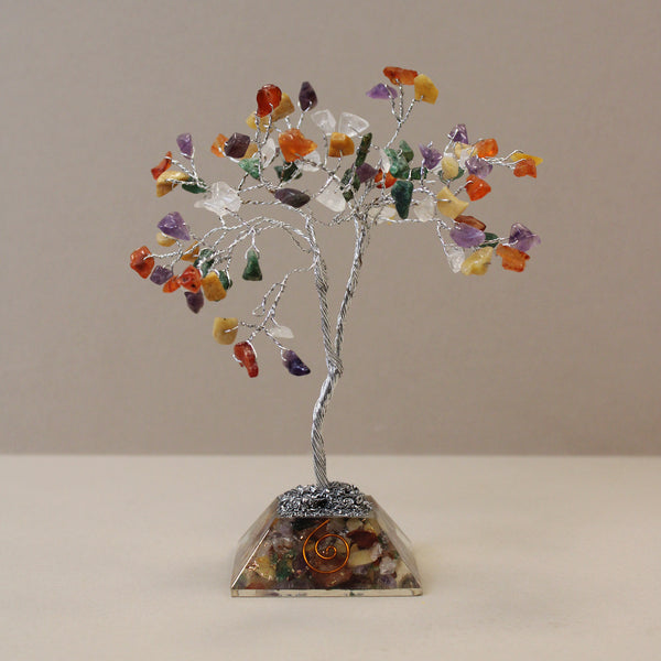 Edelsteinbaum mit Organitbasis – Multi Gem – 80 Steine