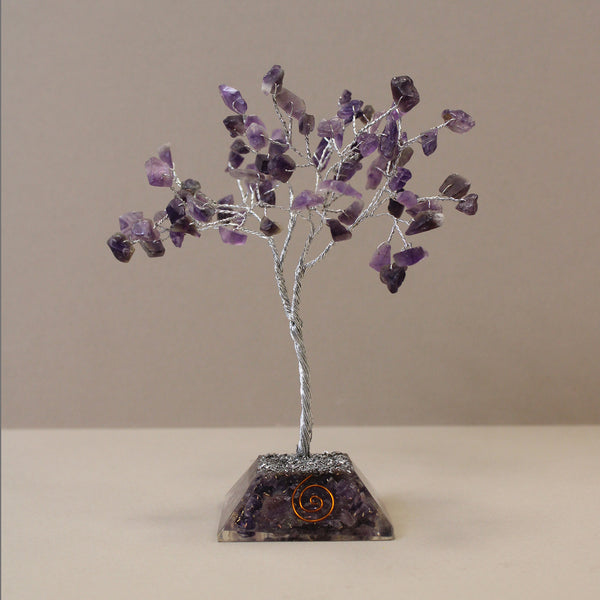 Gemstone Tree With Organite Base - Amethyst - 80 Stone