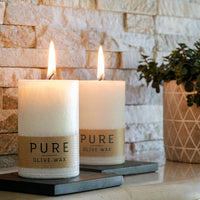 Pure Olive Wax Candle - White