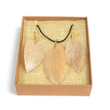 Real Leaf Jewellery - Necklace & Earring Set - Gold