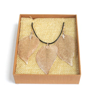 Real Leaf Jewellery - Ensemble collier et boucles d'oreilles - Or rose