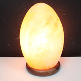 Lampe USB Himalayan Salt Rock - Rose - Oeuf - Base en bois - 10 cm - Lumière solide