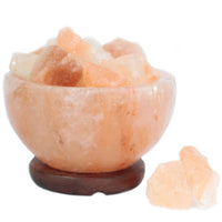 Lampe en pierre de sel de l'Himalaya - Rose - Bol à feu - 15 cm - Lumière solide
