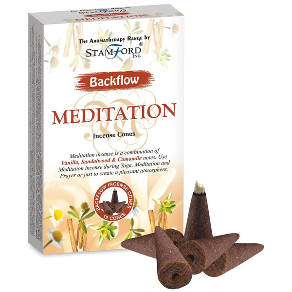 Aromatherapy Backflow Incense Cones - Meditation - Vanilla/Sandalwood/Camomile