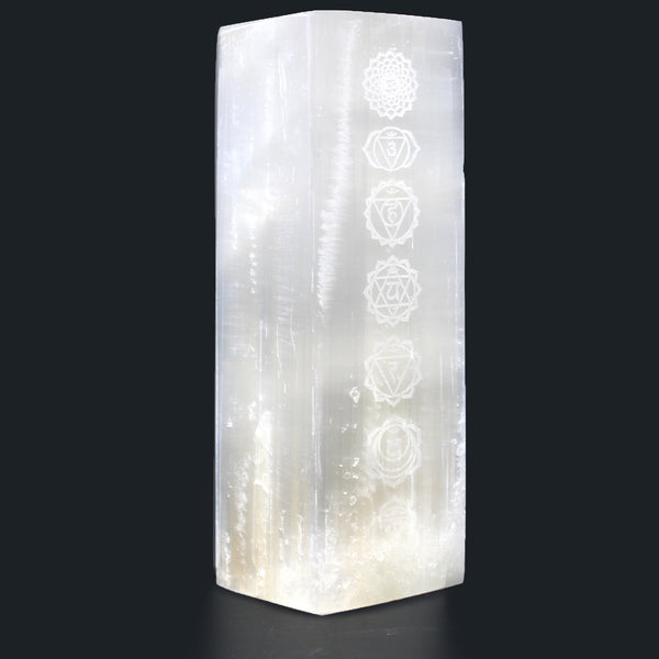 Natürliche Selenit-Blocklampe – Chakra – 25 cm