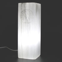 Natural Selenite Block Lamp - Tree Of Life - 28cm