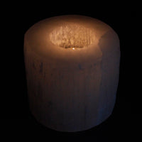 Natural Selenite Candle Holders - Cylinder - 8cm