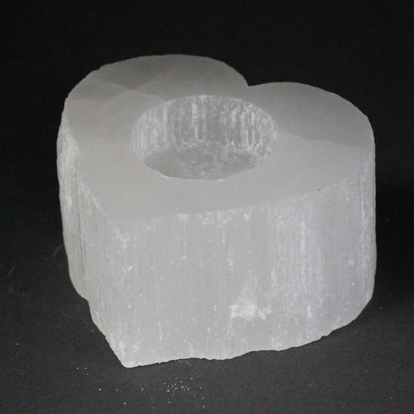 Natural Selenite Candle Holders - Heart