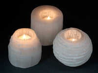 Natural Selenite Candle Holders - Snowball