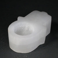 Natural Selenite Candle Holders - Hamsa