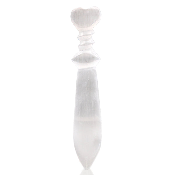 Handgefertigte Zeremonienmesser aus Selenit – Spirale – 25 cm