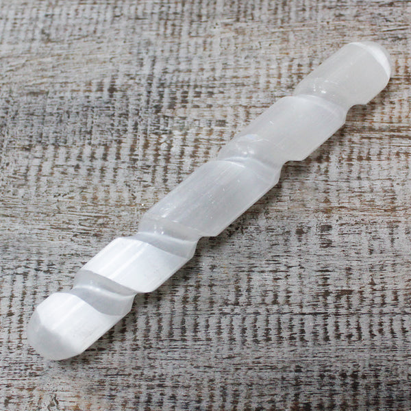 Selenite Spiral Wand - 16cm - Rounded Both Ends