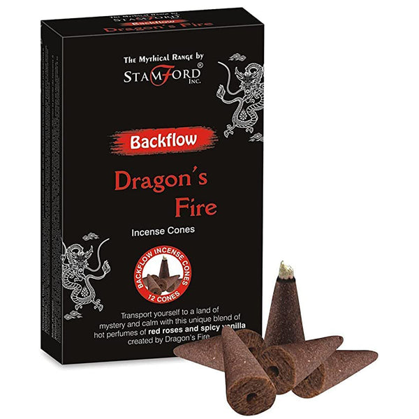 Mythical Backflow Incense Cones - Dragon's Fire - Red Roses & Spicy Vanilla