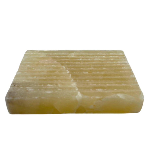 Handmade Soap Dish - Honey Onyx - Square - Ridged