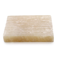 Handgefertigte Seifenschale – Honig-Onyx – quadratisch – geriffelt
