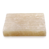 Handgefertigte Seifenschale – Honig-Onyx – quadratisch – geriffelt
