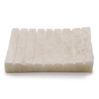 Handmade Soap Dish - White Onyx - Square - Ridged