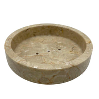 Handmade Soap Dish - Honey Marble - Round - Flat Edge
