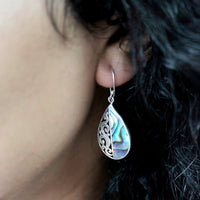 Handmade Shell & Silver Earrings  - Mother Of Pearl - Three Hearts