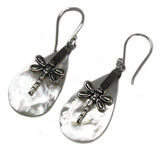 Handmade Shell & Silver Earrings  - Mother Of Pearl - Dragonfly