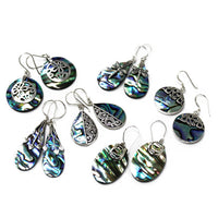 Handmade Shell & Silver Earrings  - Abalone - Three Hearts