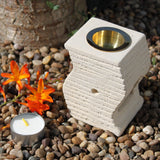 Hand Crafted Sandstone Oil Burners - Stepped Wave - MysticSoul_108