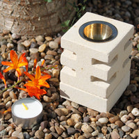 Hand Crafted Sandstone Oil Burners - Abstract Cuts