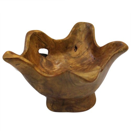 Hand Carved Teak Root Bowl - Small Round Bowl - 25cm