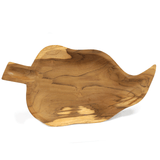 Handgeschnitzte Wurzelschale aus Teakholz – blattförmige Schale – 35 cm