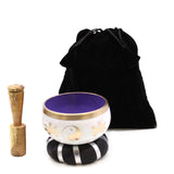 Tibetan Singing Bowl Set - Brass - Yin & Yang - White & Purple - 10.7cm