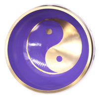 Ensemble de bols chantants tibétains - Laiton - Yin et Yang - Blanc et violet - 10,7 cm