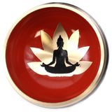Tibetisches Klangschalen-Set – Messing – Buddha – Orange und Gold – 10,7 cm