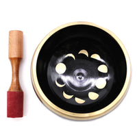 Tibetan Singing Bowl Set - Brass - Moon Phase - Black - 14cm