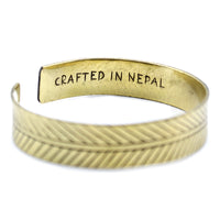 Handcrafted Tibetan Bangles - Brass - Wide Tribal Leaf