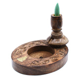 Hand Crafted Backflow Incense Burner - Mango Wood - Buddha - MysticSoul_108