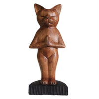 Hand Carved Yoga Cats - Standing Namaste - MysticSoul_108